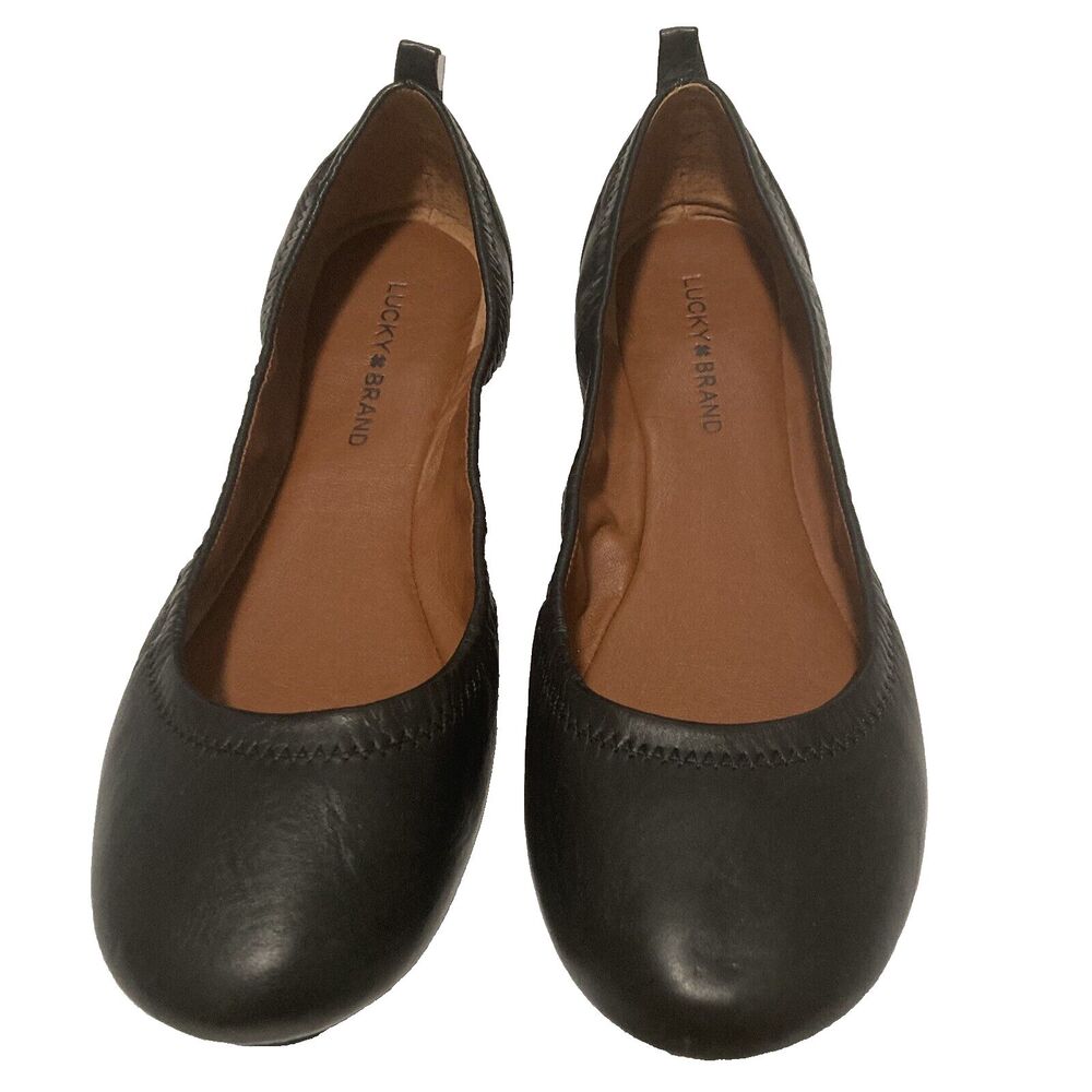 Lucky Brand Ladies Eleesia Black Soft Nappa Silk Ballet Flats Shoes Sz 12M  NIB